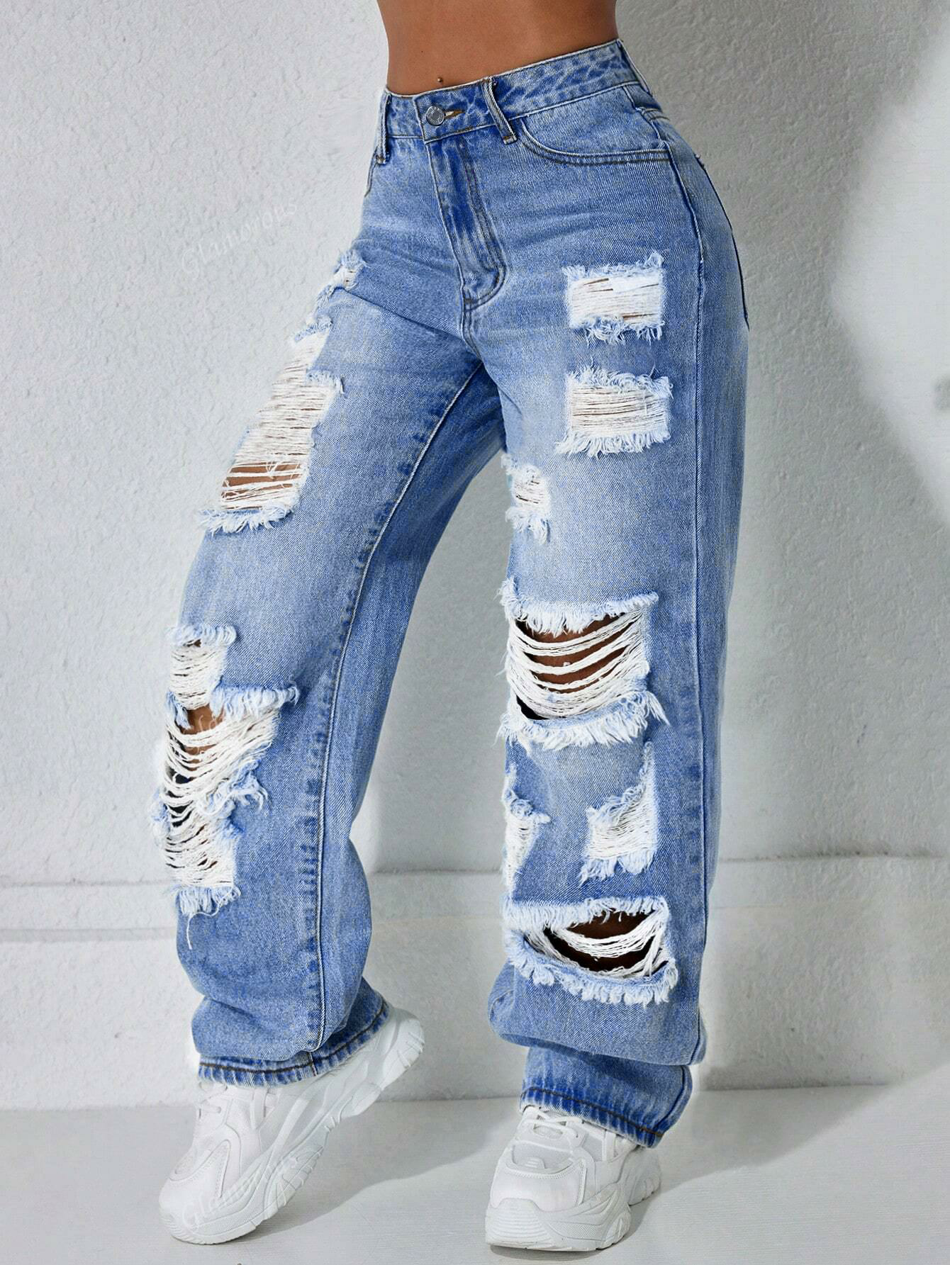 Women’s Casual High Rise Ripped Jeans