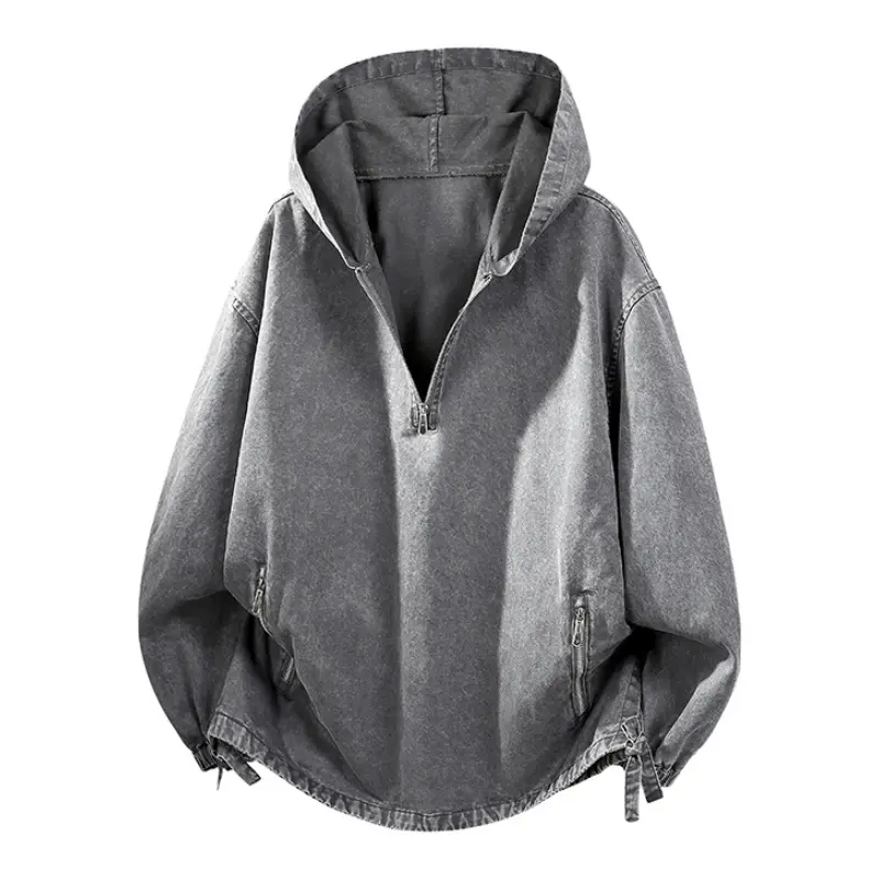 Men’s Washed Cotton Half-Zip Hooded Sweatshirt