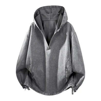 Men’s Washed Cotton Half-Zip Hooded Sweatshirt