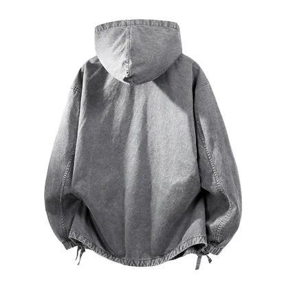 Men’s Washed Cotton Half-Zip Hooded Sweatshirt