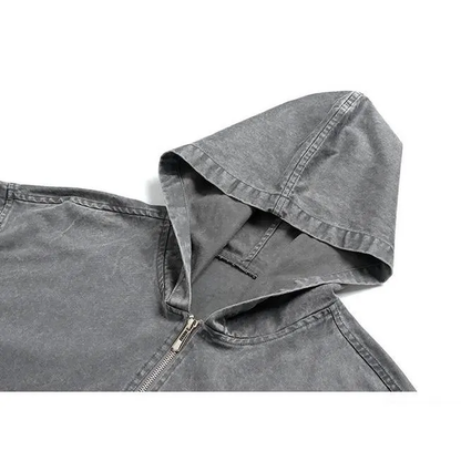 Men’s Washed Cotton Half-Zip Hooded Sweatshirt
