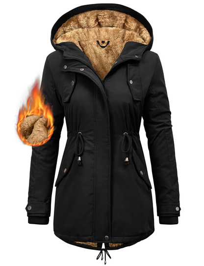Women’s Fleece Waterproof Hooded Jacket with Pockets
