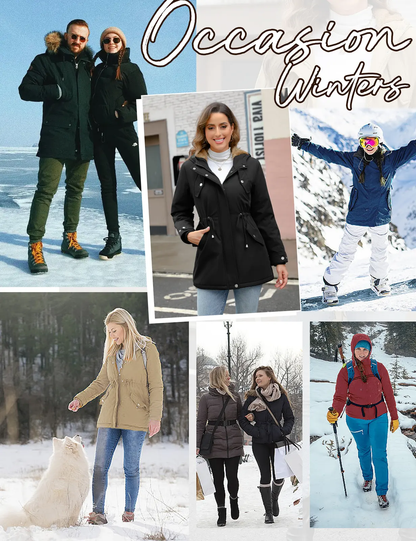 Women’s Fleece Waterproof Hooded Jacket with Pockets