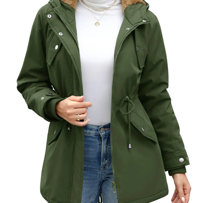 Women’s Fleece Waterproof Hooded Jacket with Pockets