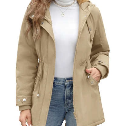 Women’s Fleece Waterproof Hooded Jacket with Pockets