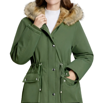 Women’s Fleece Waterproof Hooded Jacket with Pockets