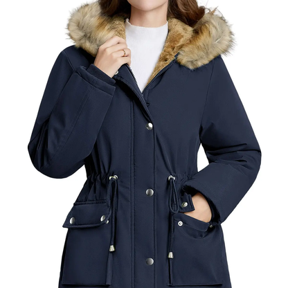Women’s Fleece Waterproof Hooded Jacket with Pockets