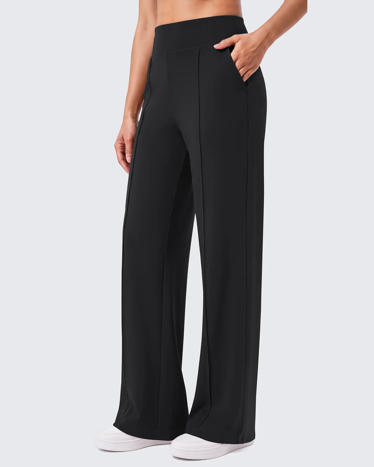 Women’s High-Waist Wide-Leg Pants with Pockets Mutecho