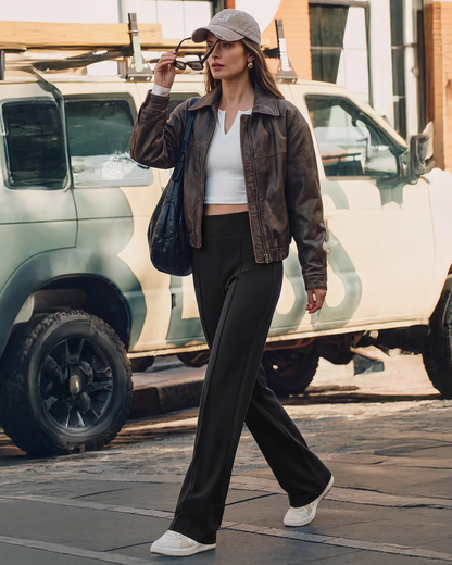 Women’s High-Waist Wide-Leg Pants with Pockets Mutecho
