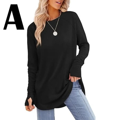Women's Long Sleeve Tunic Top with Thumb Holes – mutecho