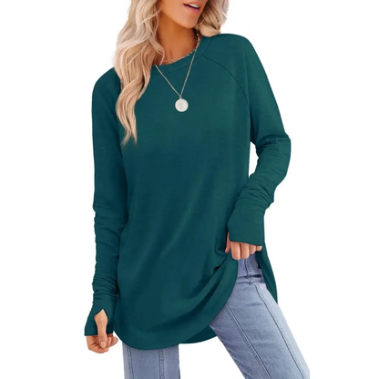 Women's Long Sleeve Tunic Top with Thumb Holes – mutecho