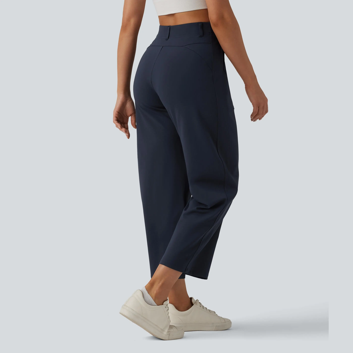High Waisted Barrel Leg Casual Pants with Pockets
