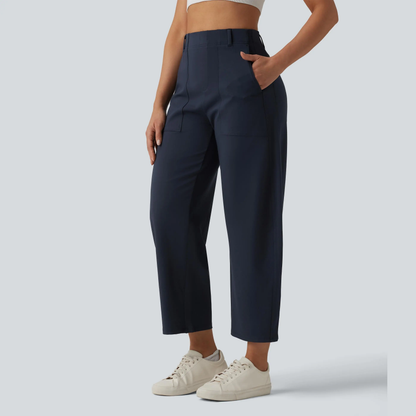 High Waisted Barrel Leg Casual Pants with Pockets