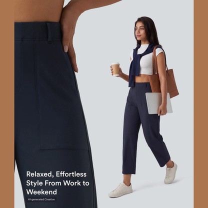 High Waisted Barrel Leg Casual Pants with Pockets