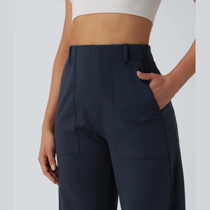 High Waisted Barrel Leg Casual Pants with Pockets