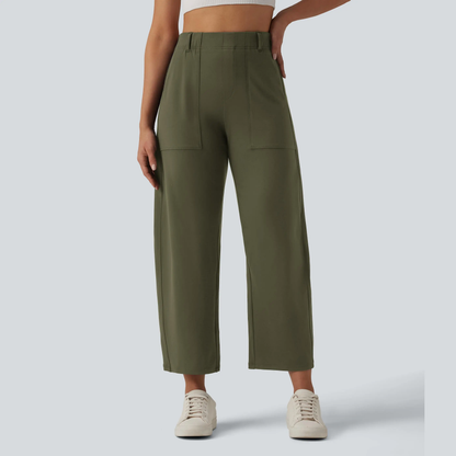 High Waisted Barrel Leg Casual Pants with Pockets