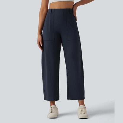High Waisted Barrel Leg Casual Pants with Pockets