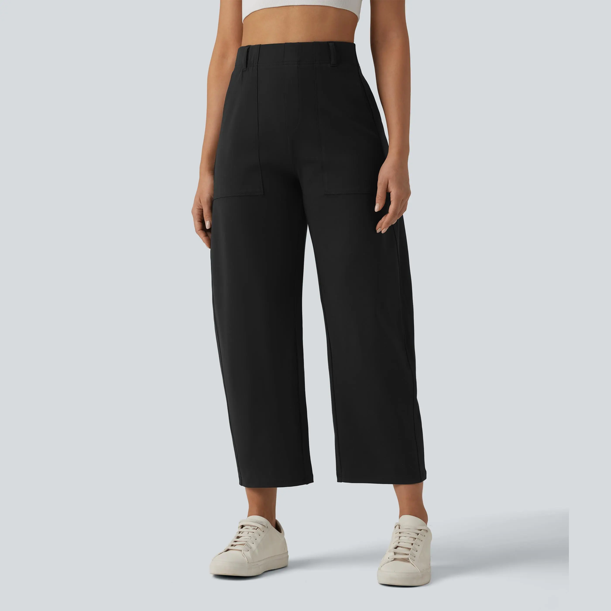 High Waisted Barrel Leg Casual Pants with Pockets