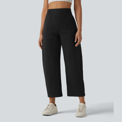 High Waisted Barrel Leg Casual Pants with Pockets