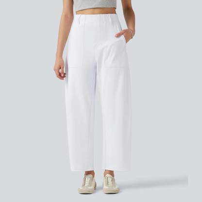 High Waisted Barrel Leg Casual Pants with Pockets