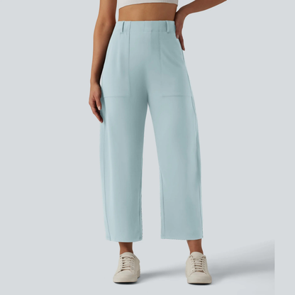 High Waisted Barrel Leg Casual Pants with Pockets