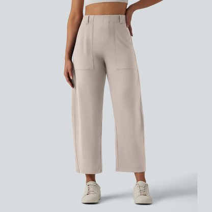 High Waisted Barrel Leg Casual Pants with Pockets