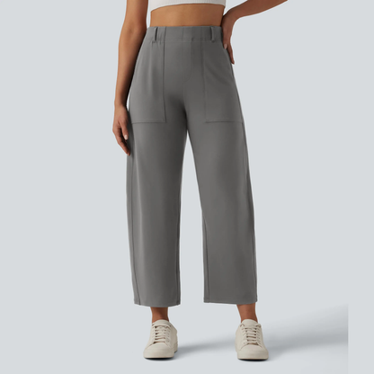 High Waisted Barrel Leg Casual Pants with Pockets