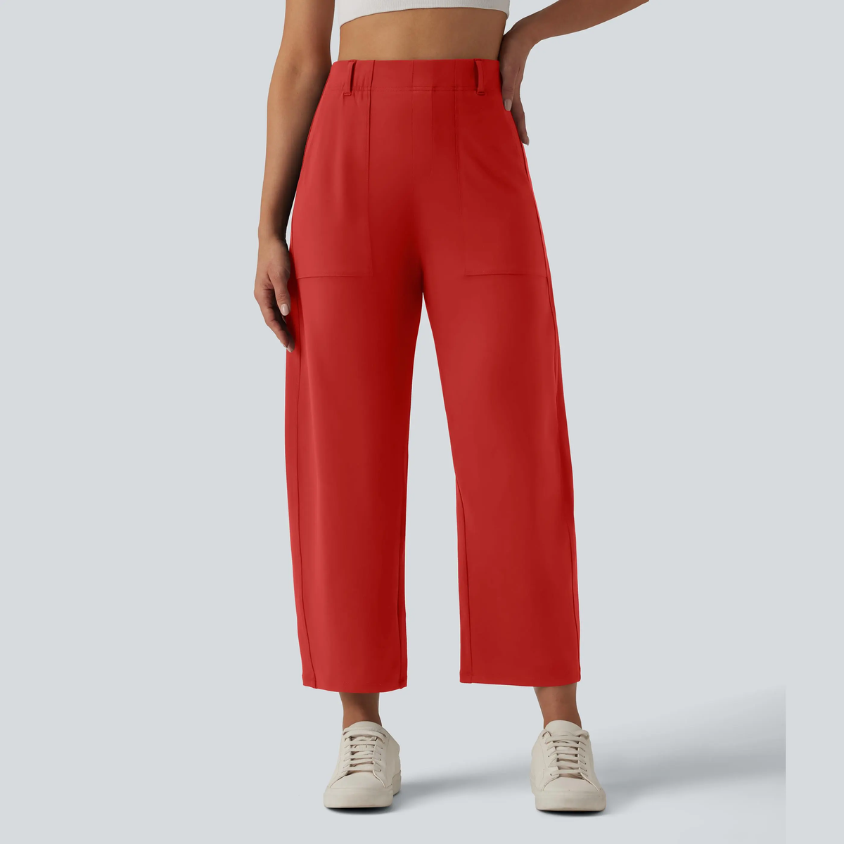 High Waisted Barrel Leg Casual Pants with Pockets