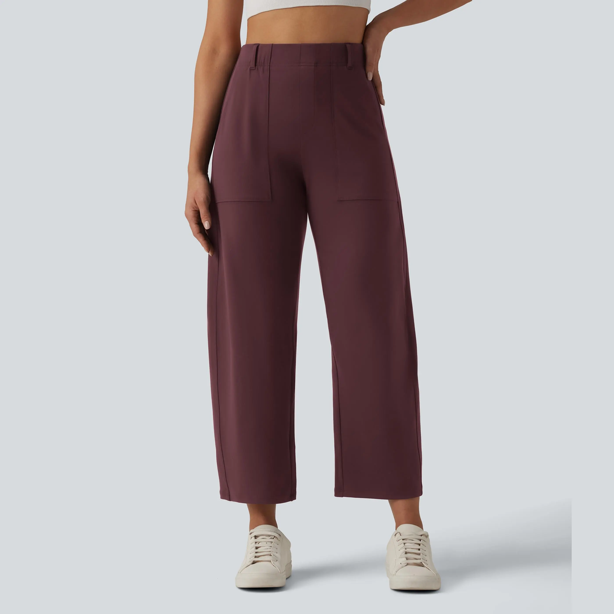 High Waisted Barrel Leg Casual Pants with Pockets