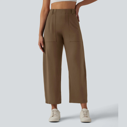 High Waisted Barrel Leg Casual Pants with Pockets
