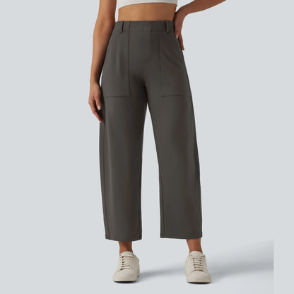 High Waisted Barrel Leg Casual Pants with Pockets