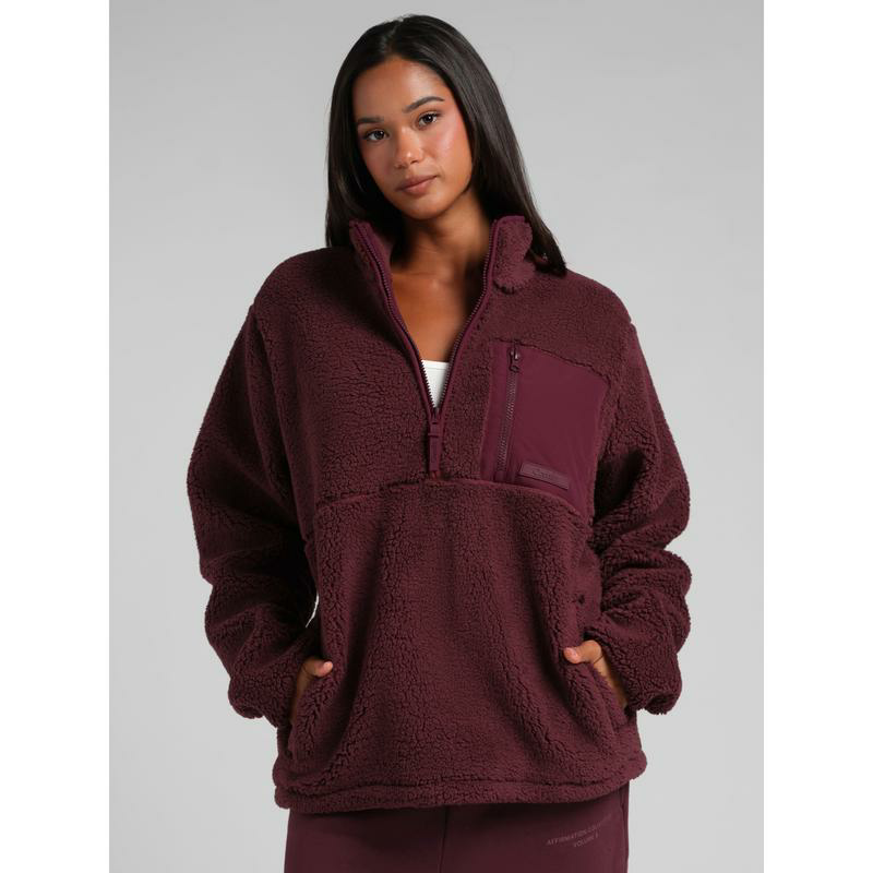 Plush High-Pile Pullover With Mock Neck & Half Zip