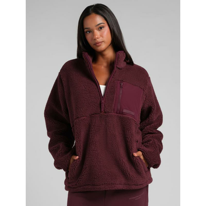 Plush High-Pile Pullover With Mock Neck & Half Zip