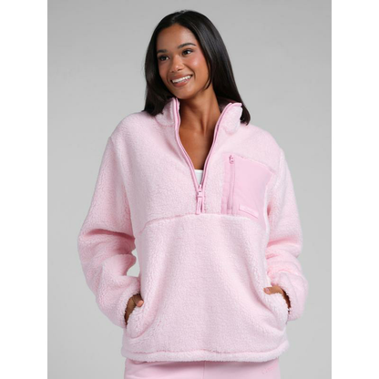 Plush High-Pile Pullover With Mock Neck & Half Zip