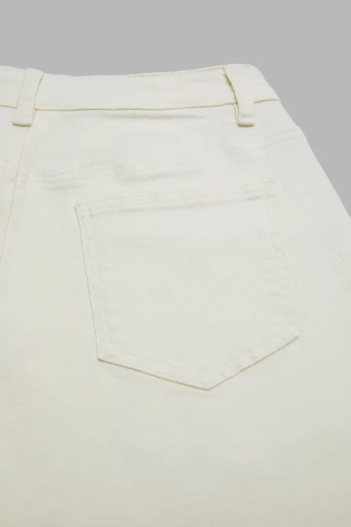 🔥 LAST DAY SALE –Solid Stitch Detail Patch Pocket Mid Rise Straight Leg Pants