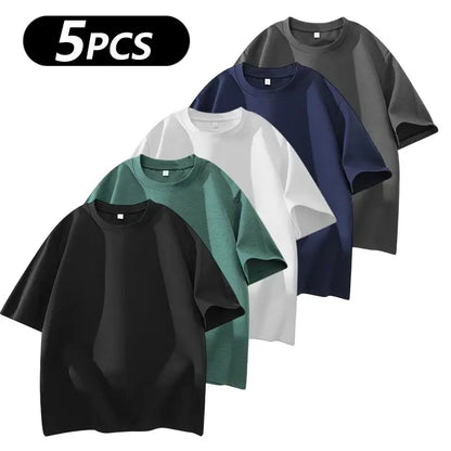 Men's 5PCS Cotton Crew Neck T-Shirts Set