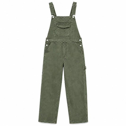 Men's Heavyweight Cotton Denim Overalls Relaxed Fit Straight Leg Dungarees with Multi Pocket Utility