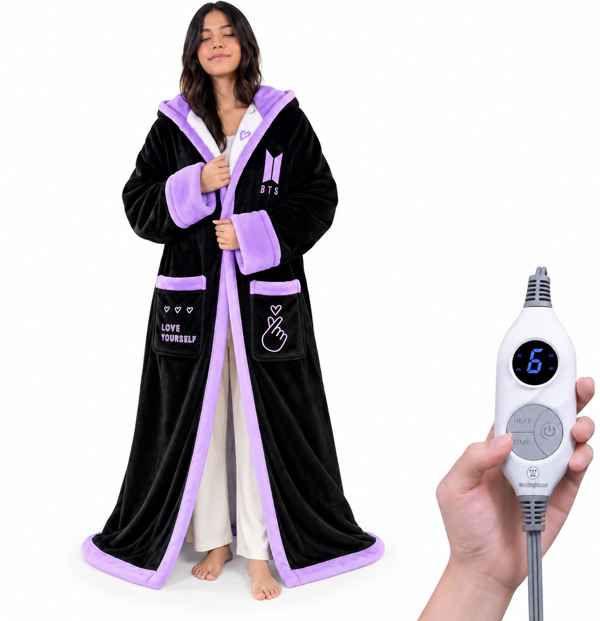 🔥Wearable Heated Blanket with Foot Pocket Sherpa🔥Overheat Protection & Auto Shut-Off