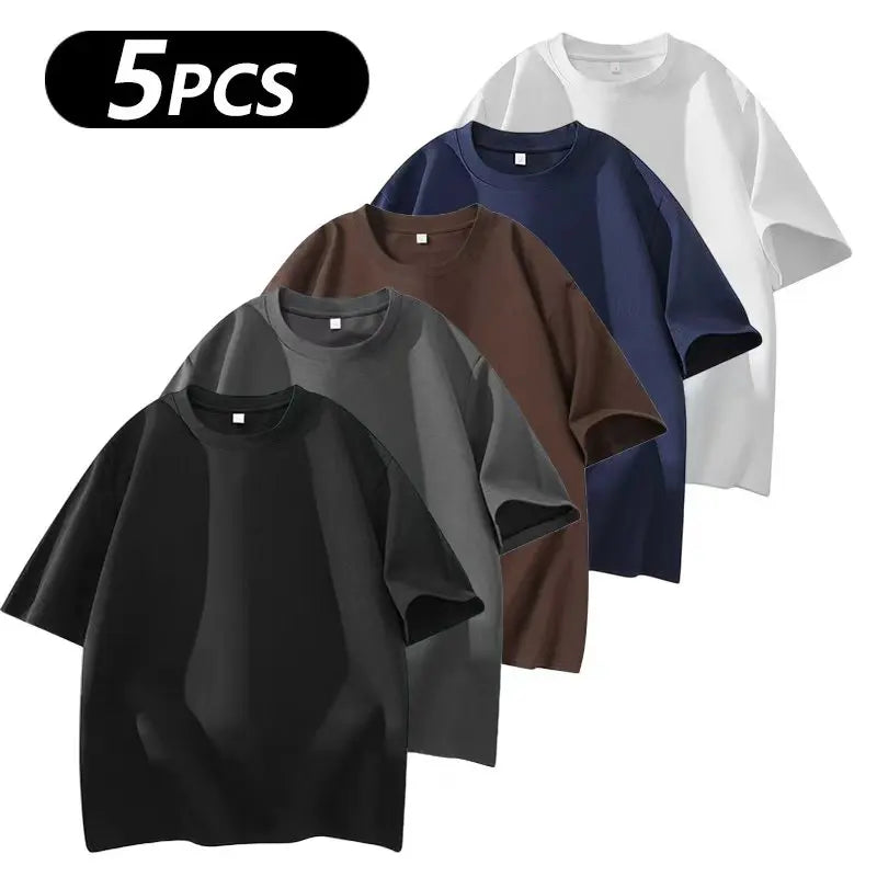 Men's 5PCS Cotton Crew Neck T-Shirts Set