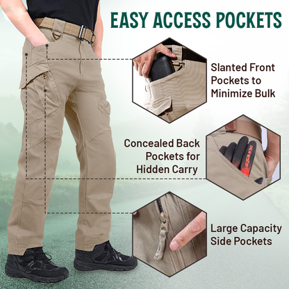 Men's solid color and printed pocket zipper waterproof tactical cargo pants
