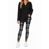 Black Top + Black Plaid Leggings