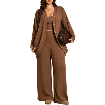 Plus Size Women's 3-Piece Knit Set