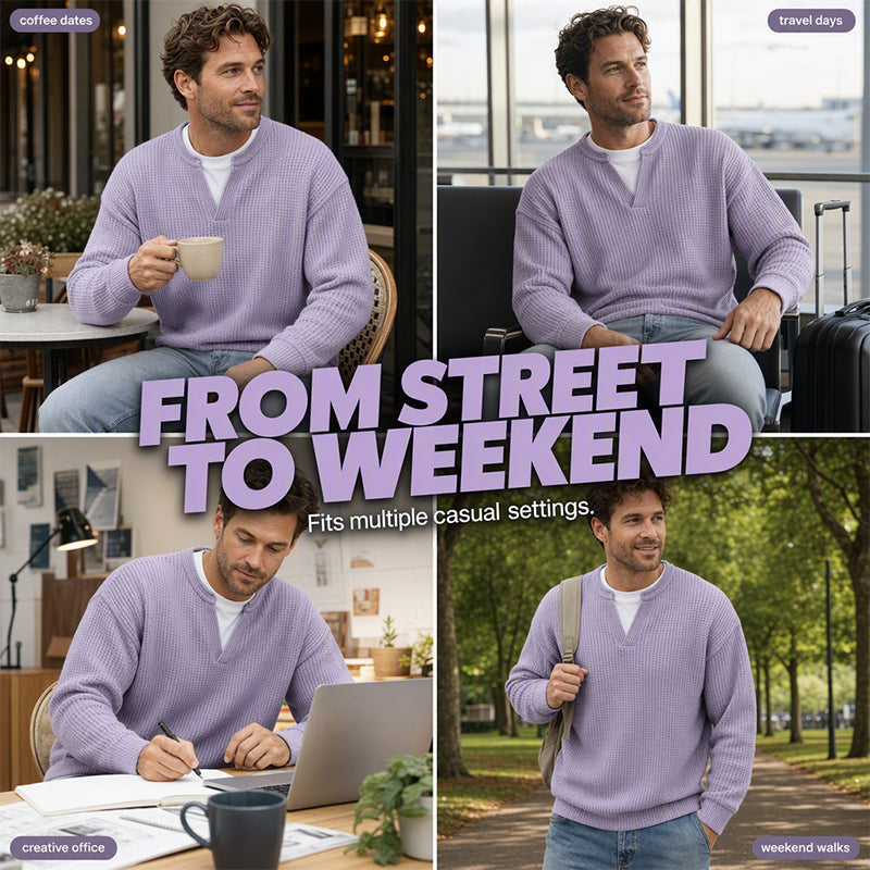 ⌛Limited-Time Offer⌛Layered Comfort Waffle Tee